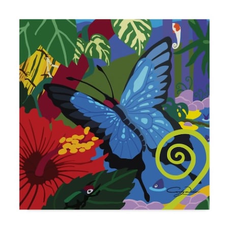 Cindy Wider 'Tropical Blue Butterfly' Canvas Art,14x14